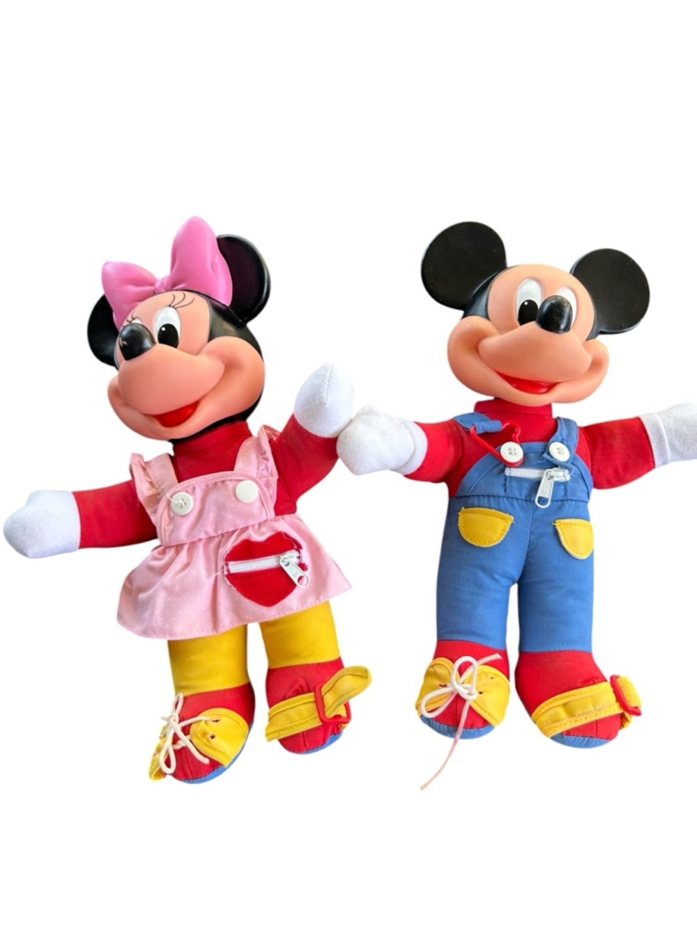 Rare set of 2 Disney vintage learn to dress dolls 1989 Mickey and Minnie Mouse